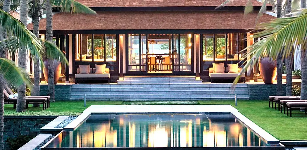 View into luxury villa at the Four Season's Nam Hai, in Hoi An, Vietnam