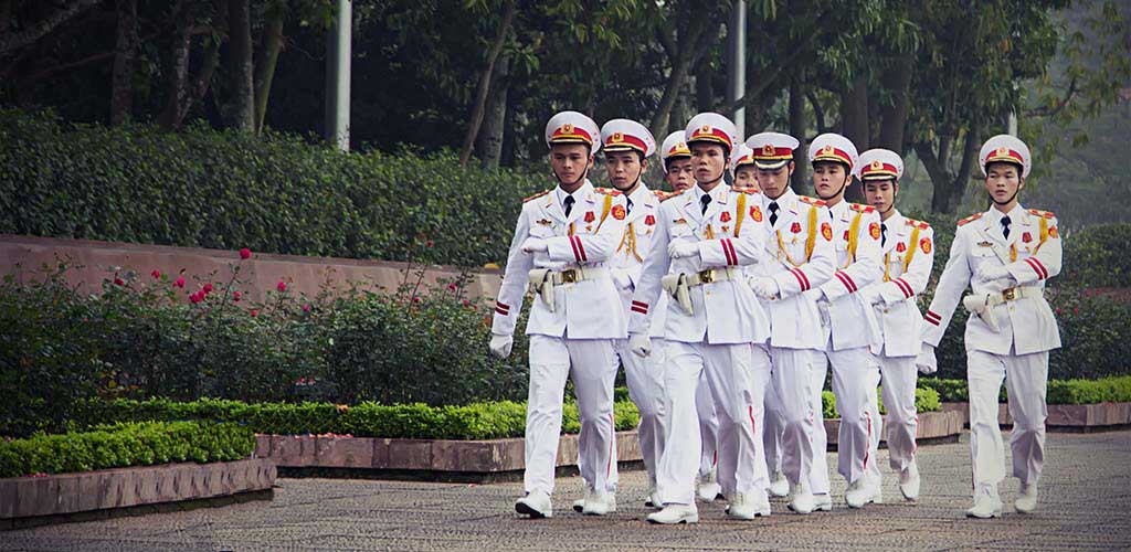 Honor guard at Ho Chi Minh Mausoleum in Hanoi, Vietnam