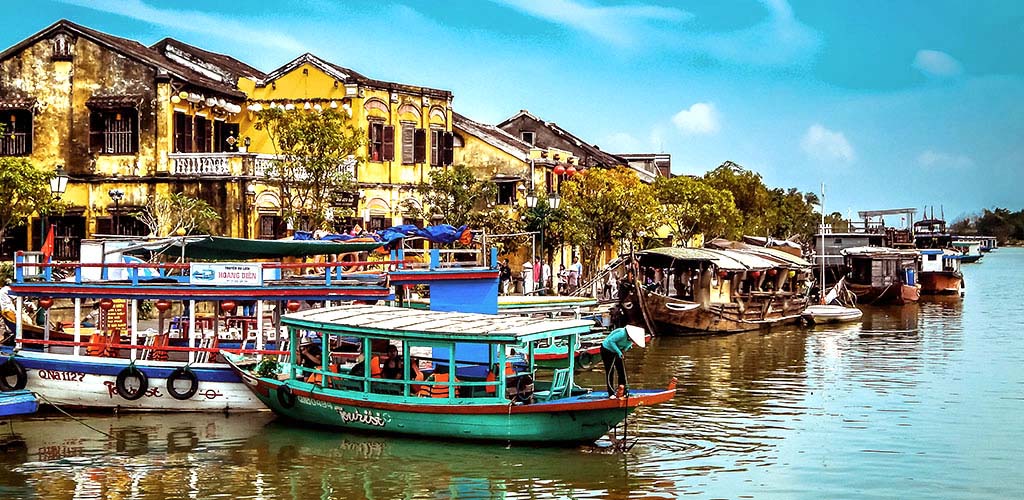 Thu Bon riverfront in Hoi An, Vietnam