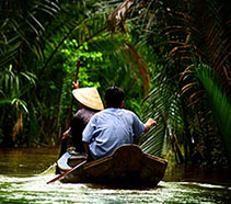 sampan in the Mekong Delta, Vietnam