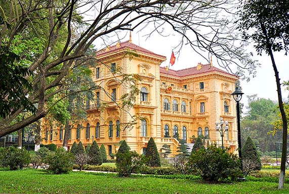 Presidential Paalace and French Colonial Indochina Adminsitration building in Hanoi, Vietnam