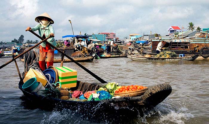 boat rower in the Mekong Delta, Vietnam