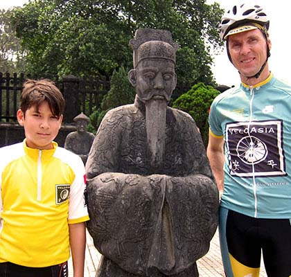 Cyclists at Khai Dinh Tomb