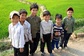 Young boys by roadside in Vietnam