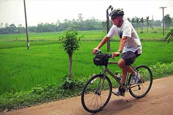 Cycling tour outside Hue, Vietnam in the countryside