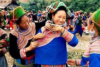 Hilltribe women in Sapa area of Vietnam