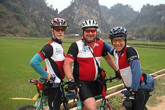 Cyclists in north Vietnam near Ninh Binh and Mai Chau