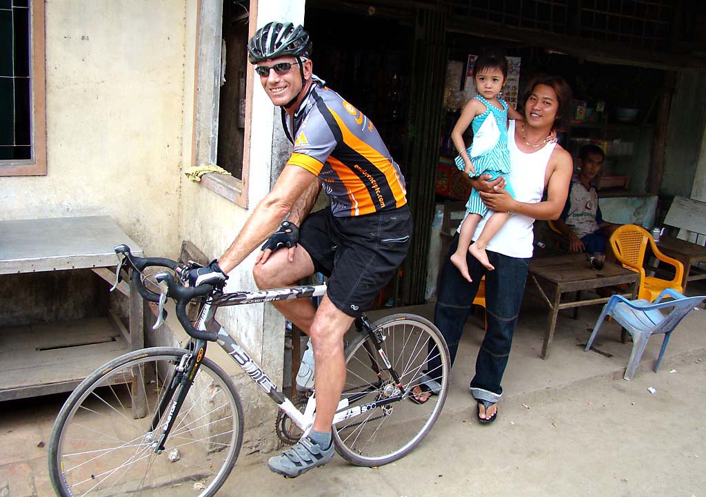 Cyclist in the Mekong Delta on cycling tour