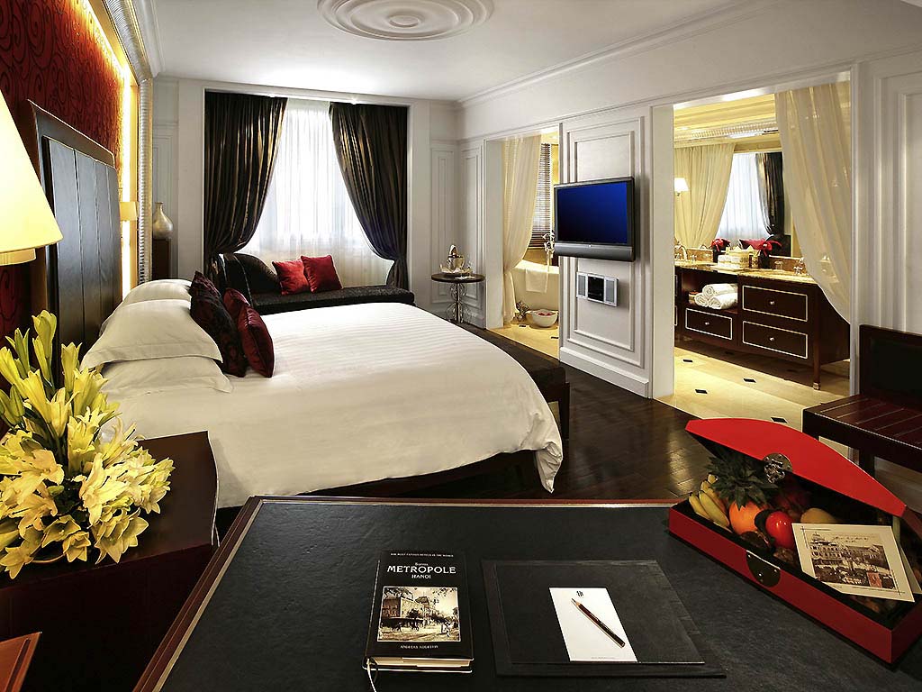 Deluxe room at the Metropole hotel in hanoi, Vietnam.