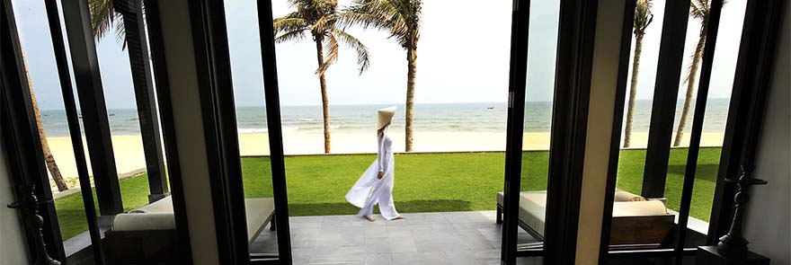 View from beachfront luxury villa at the Four Season's Nam Hai.