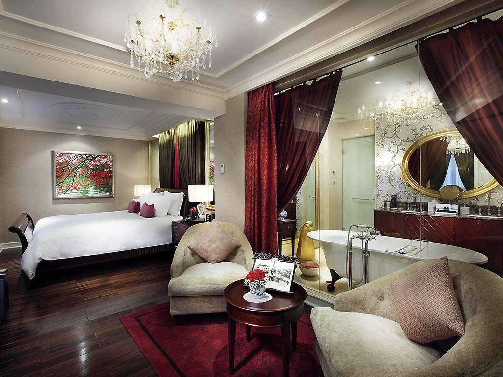 Suite room at the Metrople luxury hotel in Hanoi, Vietnam.