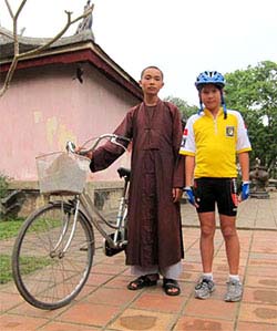 At Thien Mu Pagoda with child monk