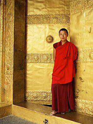 Monk at a monestary in Bhutan