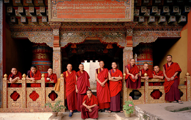 Monks in Bhutan Monestary